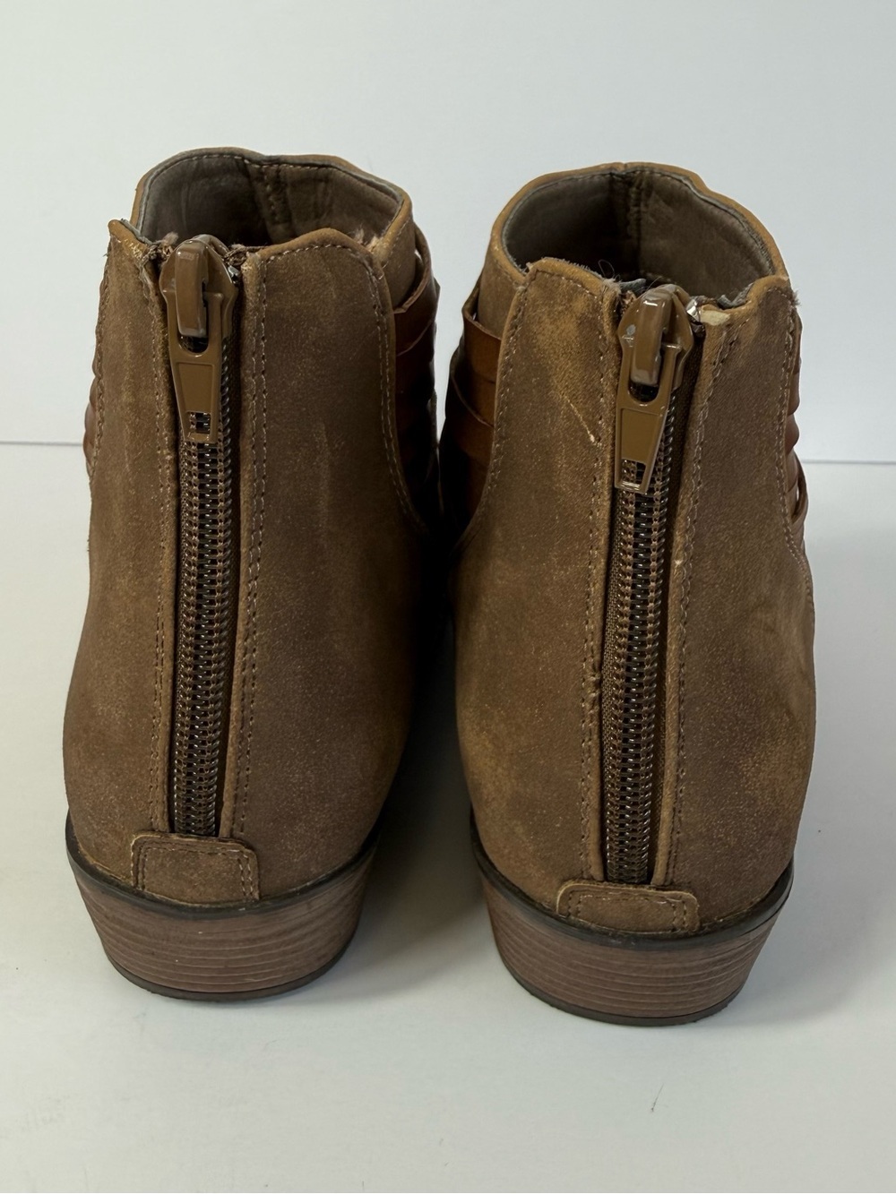 Pierre Dumas Brown Boho Strappy Block Heel Booties Women’s Size 8 - Picture 7 of 9